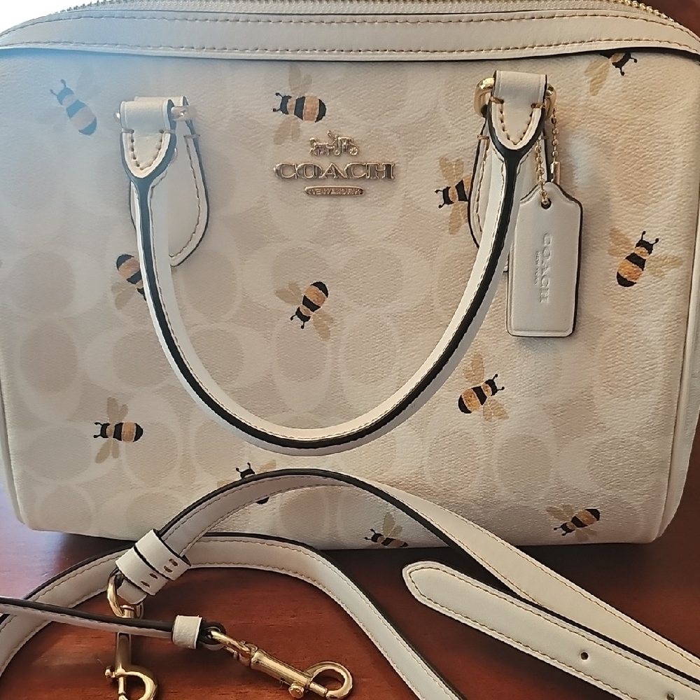 Coach White Bee Print Women's Bag